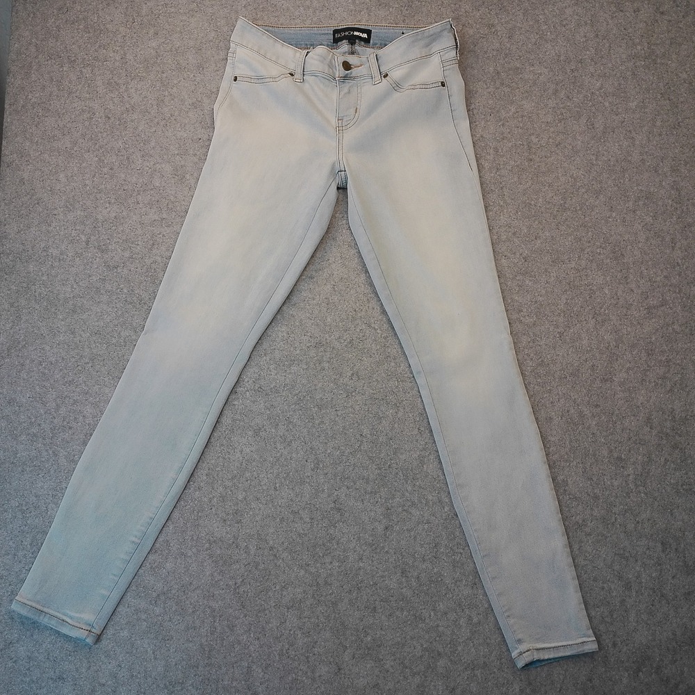 Fashion Nova Womens Size 3 Light Wash Low Rise Skinny Jeans Blue Denim